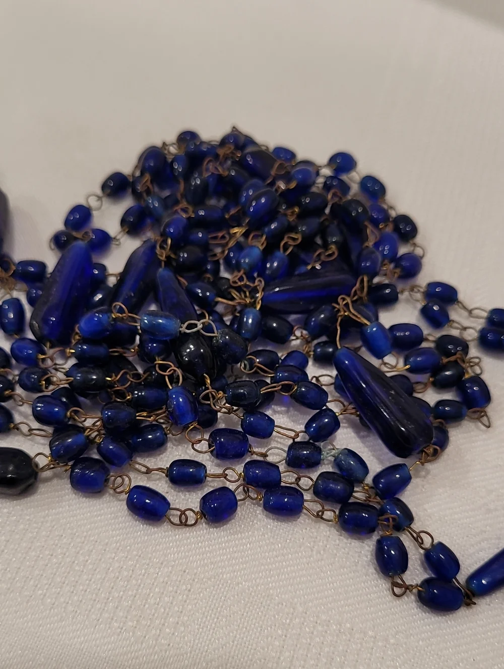 Vintage Hand Crafted Cobalt Glass Necklace 60